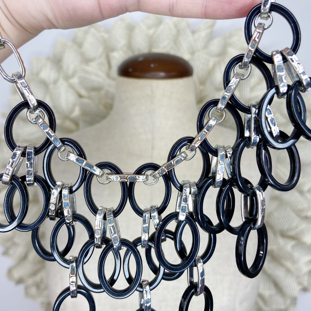 Black And Silvertone Fashion Necklace - Picture 3 of 5